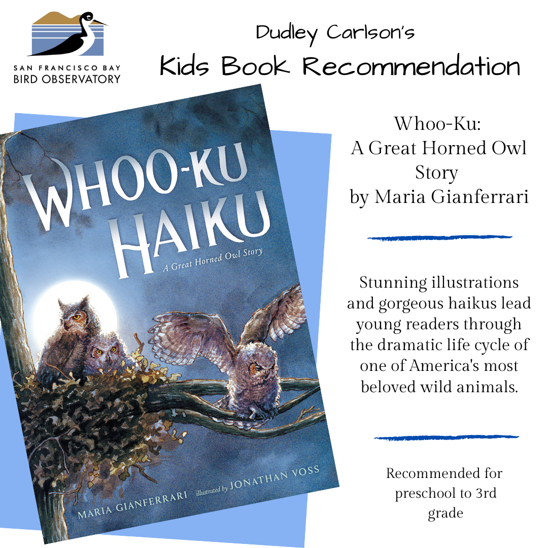 Flyer highlighting Whoo-Ku Haiku as a kids bird book recommendation